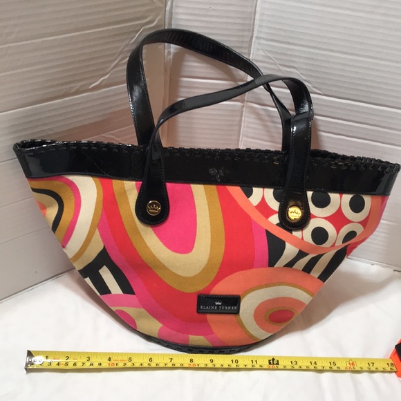 Elaine Turner cloth and PU trim bag - Picture 1 of 8
